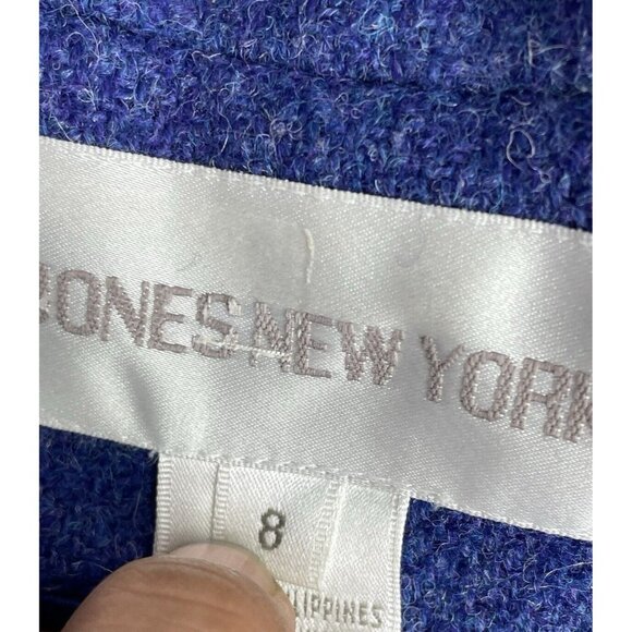 JONES NEW YORK Blazer Jacket 100% Wool Button Up  Blue Size 8 - Picture 2 of 16